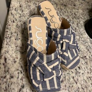 Sugar Women's Navy and Beige Striped Mules